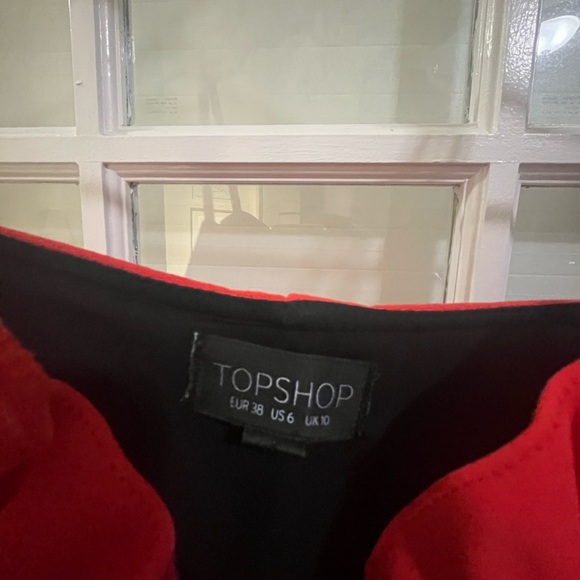 Top Shop US 6 jumper dress, spaghetti strap red with pockets - Picture 3 of 4